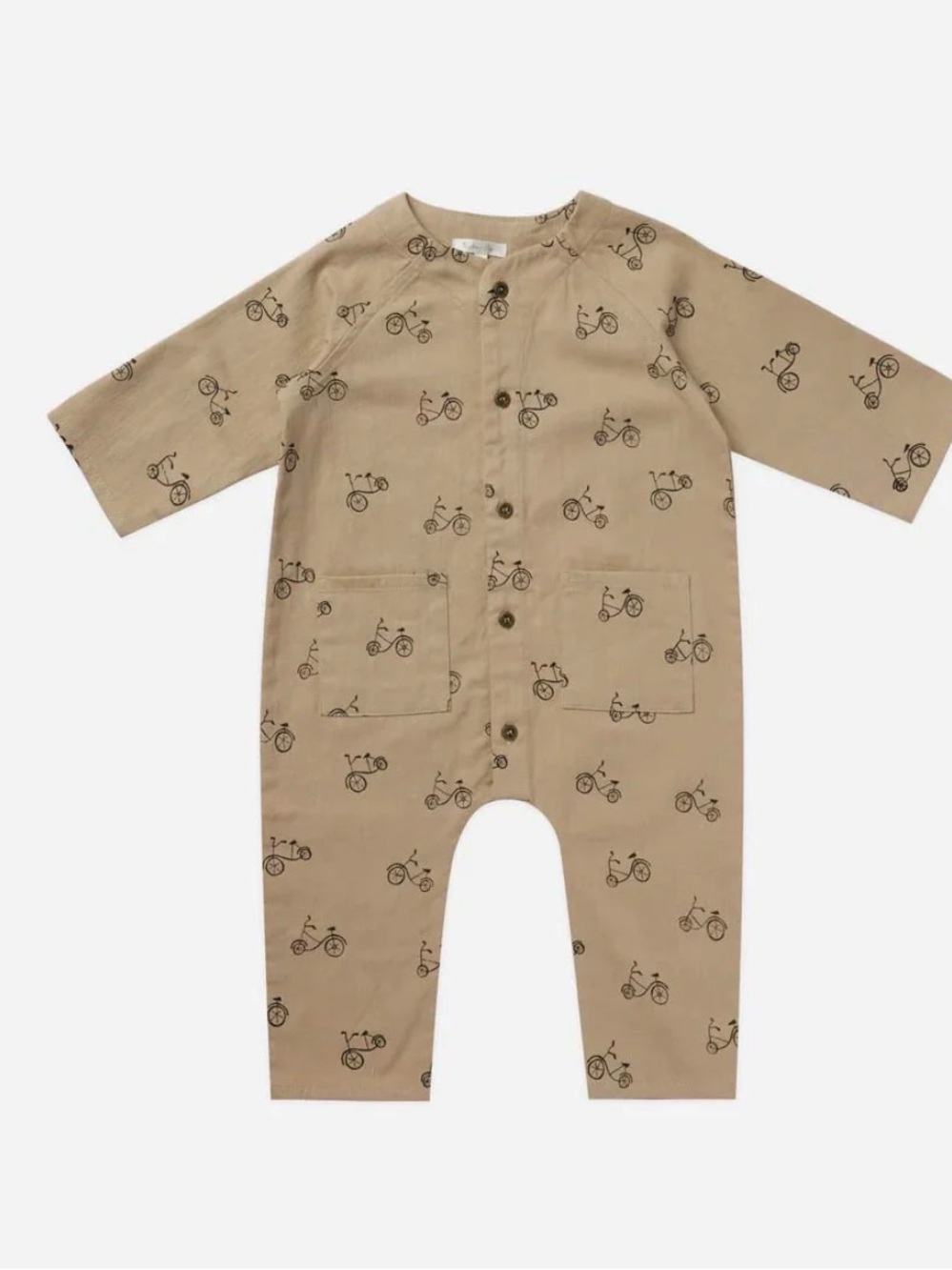 Rylee + Cru Beige Bicycle Print One-Piece Bodysuit